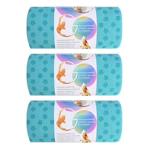 FXKS 3 Pack Hot Yoga Towels, Sky Blue, 24 x 72 Inches