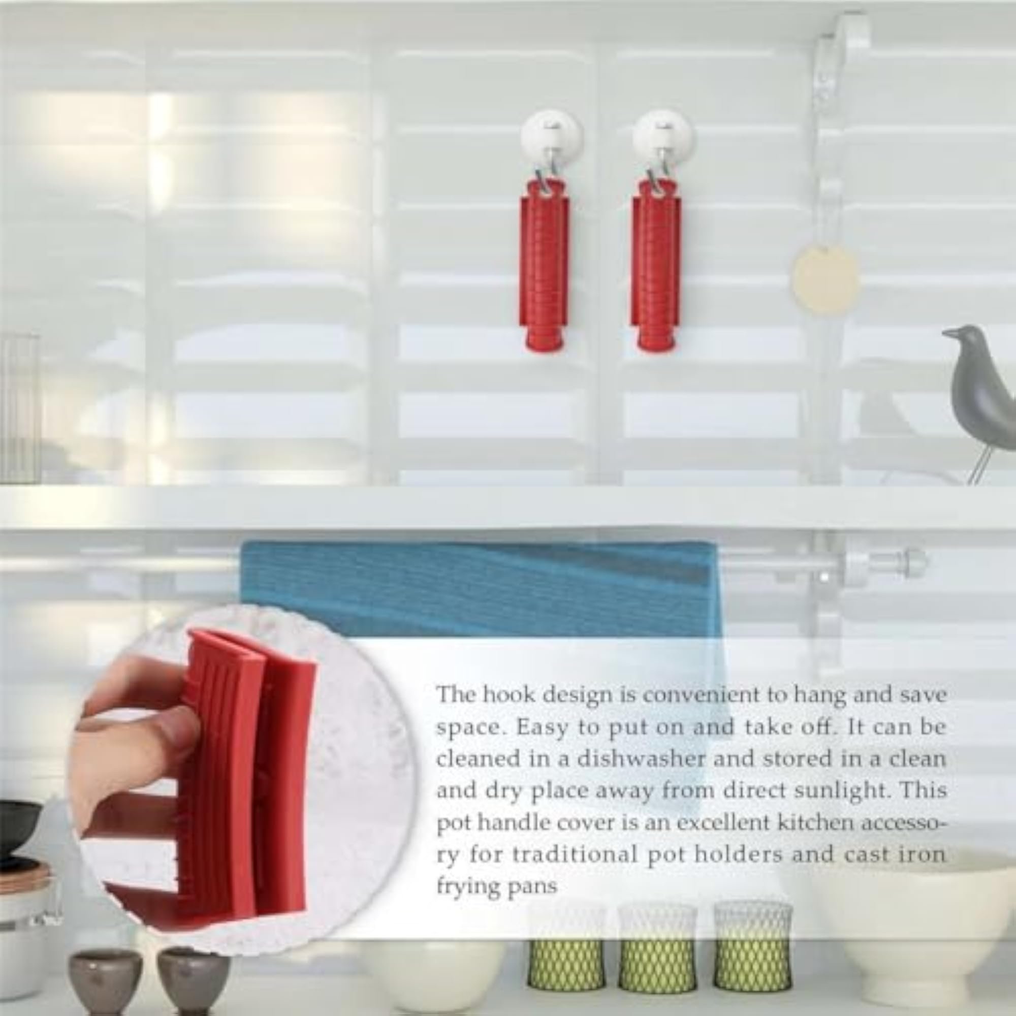 Silicone Pan Handle Covers, Heat Resistant Grips - 2 Pack Red