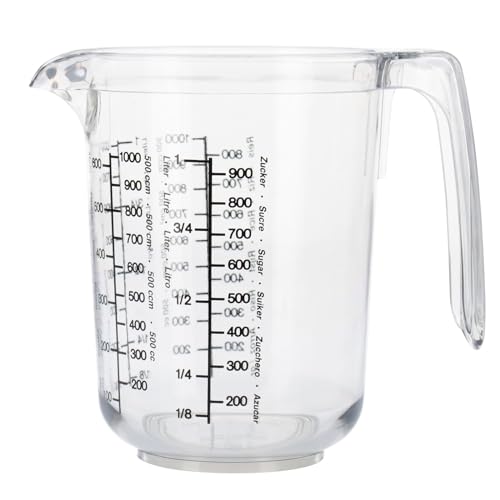 Foto von Westmark Gerda Messbecher 1l - Messskalen für Gramm (für Mehl, Zucker, Reis und Grieß), Liter & Milliliter - Made in Germany - Kunststoff - 18 x 12,4 x 16,5 cm (transparent)