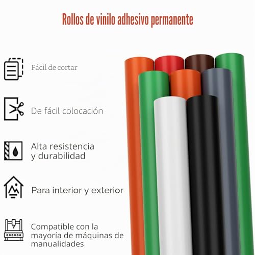 Miniatura 3 de Uiok Vinilo Adhesivo Permanente, Mate Rojo Vinilo Permanente Para Cricut, 30,5 Cm X 457,7 Cm Rollo De Vinil Roj-O Para Cerámica, Vidrio, Taza Rojo