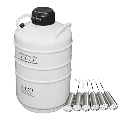 Hfs (R) Aluminum Alloy Cryogenic Container Liquid Nitrogen Ln2 Tank With 6 Canisters Carrying Bag/Protection Cover (20L) #TOP24