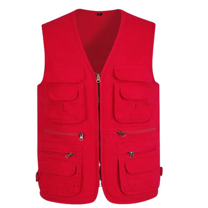 Gilet multi-poches homme en pur coton USTZFTBCL, finitions haut de gamme et grande taille