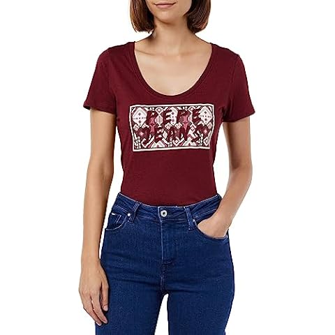 Pepe Jeans Women's Brandi Burgundy T-Shirt Cover