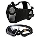 yeeplant Adjustable Airsoft Mask with Outdoor Goggles and Protective Bendable Half Face Mesh Mask