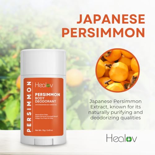 Persimmon Deodorant – All-Natural Whole Body Deodorant for Women and Men – Japanese Persimmon Extract Helps to Eliminate Body Odor and Old People Smell – Extra Strength, Aluminum Free, Long Lasting