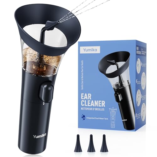 Yumika Ear Wax Removal Kit – Manual Ear Cleaner with Powerful Water Flow for Deep Clean & Soft Silicone Tip, Black