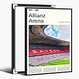 Stadium Wall Art Bayern Munich Poster Retro Canvas Prints for Home Office Living Room Soccer Wall Decor 12x18inch black framed