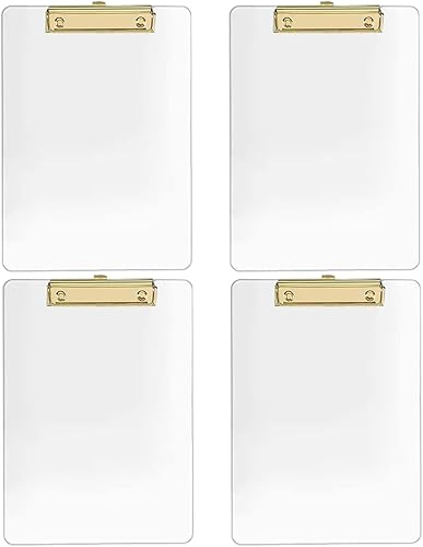 Vista 31 de JIARI Paquete de 2 portapapeles de acrílico transparente para oficina, tamaño A4, 8.6 x 12.2 pulgadas (dorado)