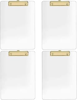 JIARI 4 Pack Clear Acrylic Office Clipboard A4 Letter Size 8.6" x 12.2"