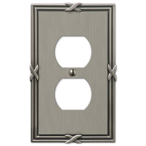 Amerelle 44Dan Ribbon And Reed Single Duplex Cast Metal Wallplate In Antique Nickel #TOP17
