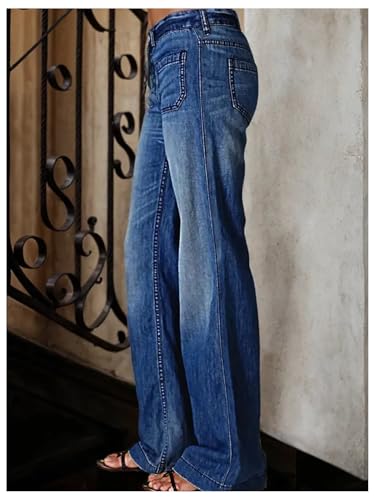 SOLY HUX Women's Retro Jeans High Waisted Straight Leg Denim Pants Trousers with Pockets4