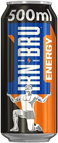 IRN-BRU Energy 12 Pack, Full Sugar Big Can Energy Drink with Taurine, Caffeine & Vitamin B - 12 x 500ml Cans
