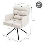 ML-Design Esszimmerstühle drehbar 6er Set, Beige, Wohnzimmerstühle mit Arm- und Rückenlehne, Drehstühle Auto-Position, Polsterstühle mit Polyesterbezug und Rückenkissen, Küchenstühle mit Metallbeine – Bild 3
