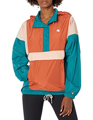 Champion LIFE Women's Anorak, Gem Jade/Ambitious Orange/Blushing Peach, Medium