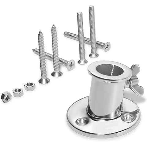 ZOMCHAIN Flag Pole Bracket Base, Flag Pole Holder - 316 Stainless Steel, Heavy Duty Flagpole Mount for Flagpole Within 1 inch Cover