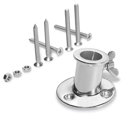 ZOMCHAIN Flag Pole Bracket Base, Flag Pole Holder - 316 Stainless Steel, Heavy Duty Flagpole Mount for Flagpole Within 1 inch