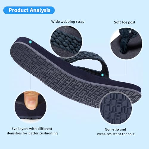 Image of STQ Women Quick Dry Flip Flops with Yoga Mat Sole Arch Support Thong Sandal | Instant Comfort Flip Flops With Padded Straps, Yoga Mat Cushioning, Non Slip Tpr Sole, Durable Design For Everyday Wear