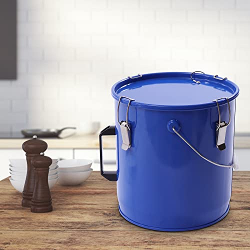 6 Gal Grease Bucket- Oil Disposal Caddy Carbon Steel Fryer Oil Bucket with Rust-Proof Coating, Oil Transport Container with Lid, Lock Clips, Filter Bag for Hot Cooking Oil Filtering