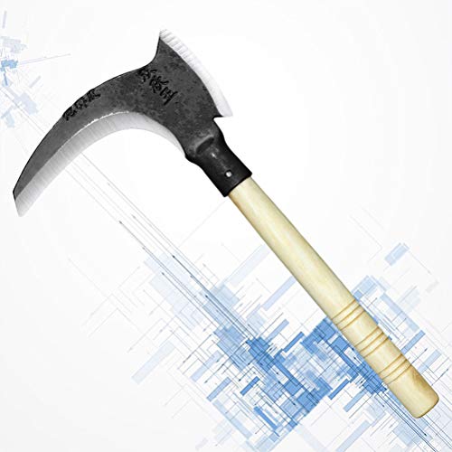 Foice de jardinagem agrícola de aço de dupla utilização Cabo de madeira Machado Gancho de colheita a