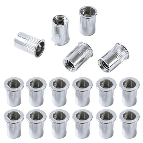 QANCEN 50 Pièces M5 Écrous à Sertir Filetés, Rivets Inserts Filetés en Acier Inoxydable à Tête Plate, Écrous à Riveter Aveugles pour Fixations en...