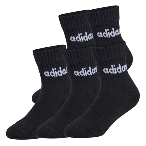 adidas Unisex Kids LINEAR KIDS ANKLE SOCKS 5pP, black/black/black/black, 3-4 Years