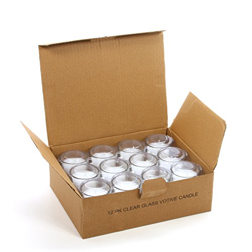 Image of Hosley Set of 24 Unscented Clear Glass Filled Votive Candles. Hand Poured Wax Candle Ideal Gifts for Aromatherapy, Spa, Weddings, Birthdays, Holidays, Party.