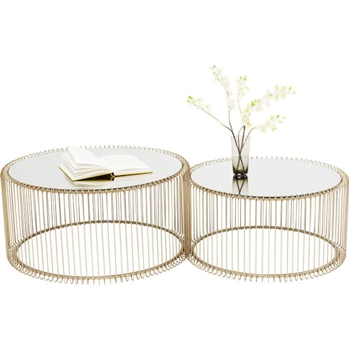 Kare Design Couchtisch Wire (2/Set), Brass, 63/53cm Durchmesser,...