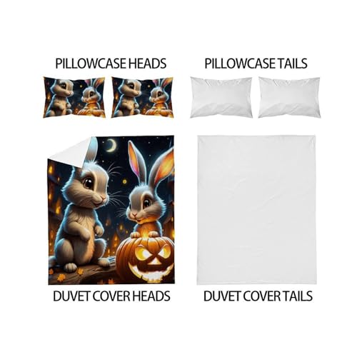 Housse de couette lapin microfibre douce et résistante lit 200x200 cm - 4