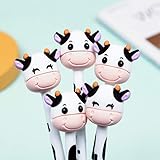 Giant star Creative Cute Milk Cow Pen, Retractable Gel Pens, Black Gel Ink Pens, 0.5mm, Promotional Gift Stationery School Office Supply, Pack of 6pcs. (A)