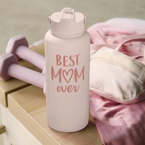 Mom Water Bottle, Best Mom Ever Bottles 32oz Stainless Steel Insulated with Lid, Gifts for Moms from Daughter Son, Gifts for Mother's Day Christmas Birthday