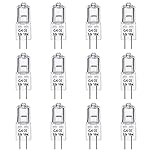 Caldarax 12 Pack G4 Halogen Light Bulbs 10W 12V Dimmable, Clear Capsule 2 Pin Lamp Bulb, 2700K Warm White, 140 Lumen, G4 Halogen Pin Base Bulbs, for Ceiling Light, Table Lamps, Cabinet Lighting