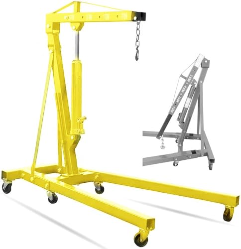 Thicken 2 Ton Engine Hoist Foldable Cherry Picker (Bright Yellow)