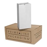 Prime Line Packaging Paquete de 100 bolsas de almuerzo desechables de papel kraft blanco, bolsas de papel pequeñas para llevar, panadería, golosinas, aperitivos, 4 libras, 5 x 3.13 x 9.75 pulgadas, a