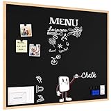 ALLboards Kreidetafel mit schwarzem lackiertem Holzrahmen 100x80cm, Schwarz, Schreibtafel, Kreide