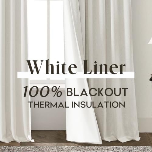 96 Inch Curtains 2 Panel Set Black Out, 8FT Blackout Cat Proof Thermal Insulated Back Tab Drapes for Bedroom Living Room, 52'' W x 96'' L, Natural by PANELSBURG - Image 9