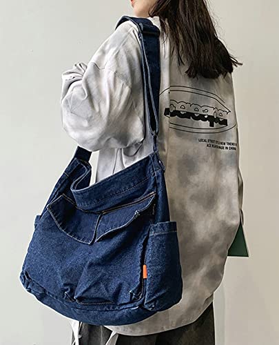 Canvas Hobo Bags For Women Denim Tote Bags Travel Shopper Shoulder Crossbody Bags Large Capacity Handbags #TOP6