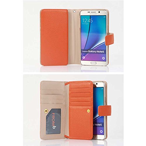 Samsung Galaxy Note 5 Genuine Cowhide Leather Wallet Style Flip Case Brown #TOP1