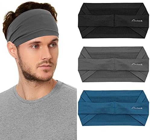 Headbands Men - Wide Head Sweatband for Sports, Fitness, Jogging, Running, Cycling, Hiking, Crossfit and Yoga
