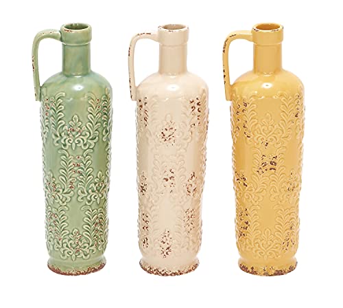 The Novogratz Ceramic Vase, Set Of 3 14"H, 5"W, Multi Colored #TOP19