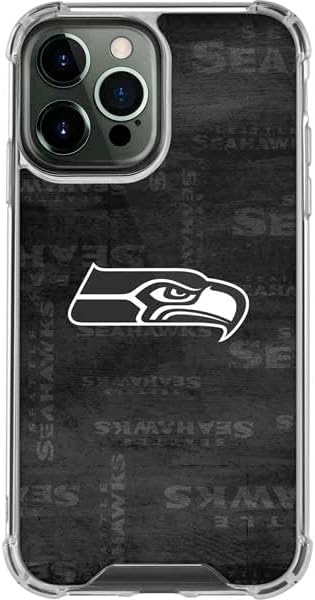 Skinit Clear Phone Case Compatible with iPhone 13 Pro Max - Officially Licensed NFL Seattle Seahawks Black & White Design