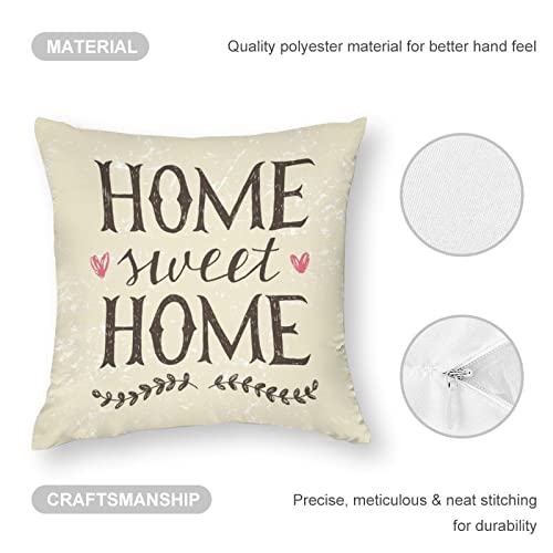 Home Sweet Home Pillow Covers 18X18 Inch Vintage Beige Colors Sweet Home Throw Pillowcase For Home Decor #TOP2