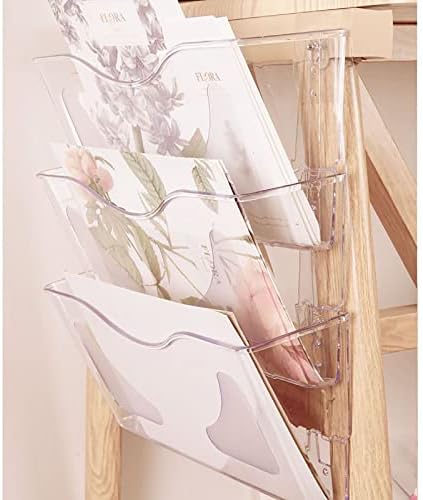 壁掛けマガジンラック、文学ディスプレイホルダー、アクリルプラスチックA4ウォールマガジンラック、ポートレート文学ホルダー透明な壁掛け