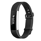 AK Band Replacement Wristband Strap with Secure Metal Buckle for Fitbit Alta/Fitbit Alta HR, Black, Small