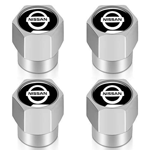 for Nissan tire Valve stem Cover Suitable for Nissan Versa Sentra Altima Rogue Murano Road Surface Detector Front line Titan Accessories 4 Pieces Silverï¼ŒThis Valve stem Cap is not Made by Nissan