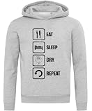 Eat Sleep Cry Repeat Forever Alone Meme - Sudadera con capucha, mezcla de algodón, color gris, gris, XL