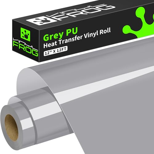 Vinyl Frog Heat Transfer Vinyl - 12 x 12ft Grey Iron-on, HTV Vinyl for T-Shirts, DIY Craft Designs
