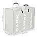 esonmus Laundry Bag Collapsable 3-Section Storage Bag Foldable Laundry Hamper Durable Oxford Fabric Laundry Basket Clothes Sorter Portable Multifunction Storage Bag with Alloy Handle-Gray