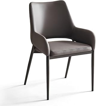 Accent Chairs Modern Dining Chair Ergonomic Office Chair, Video Game Chairs Backrest Leather Chair Simple Desk Chair Iron Armchair Kitchen Chairs for Bedroom, Balcony Color Gray A