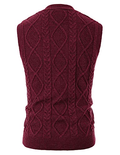 Image of PJ PAUL JONES Mens Cable Knit V Neck Sweater Vest Button Up | Sleeveless, Cardigan Sweater Vests with Pockets, Button Down, Knitted, Patterned, Regular Fit, Vintage, Retro, Dress, Casual