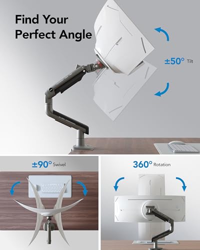 HUANUO TitanLift™ Heavy Duty Monitor Arm for Ultrawide Screens up to 49", Holds 40 lbs, Aluminum Ultrawide Screen Desk Mount, Fully Adjustable Single Monitor Mount with Dual C-Clamp, Max VESA 100x100 image 4